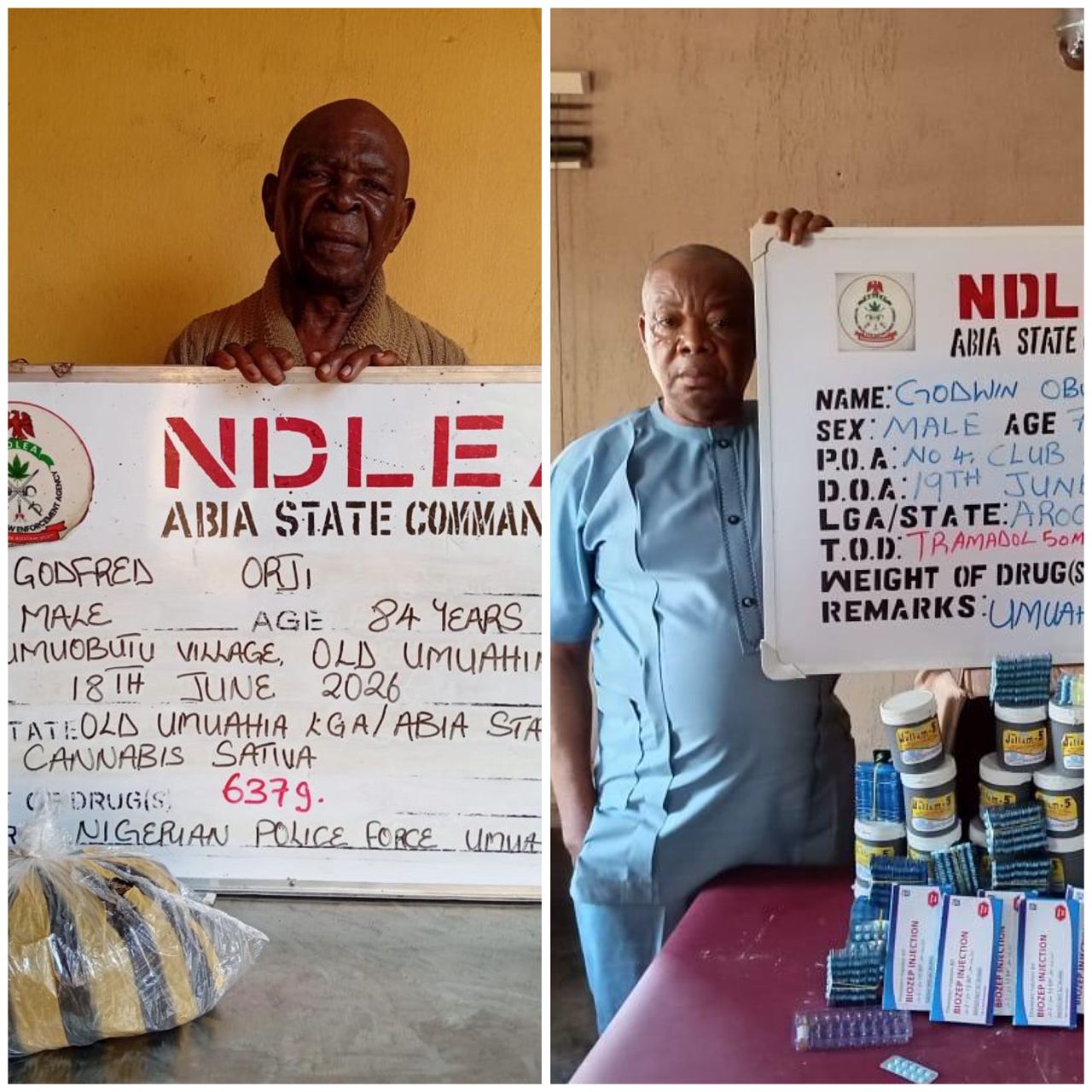 Grandpas selling illicit drugs arrested by NDLEA in Abia State
